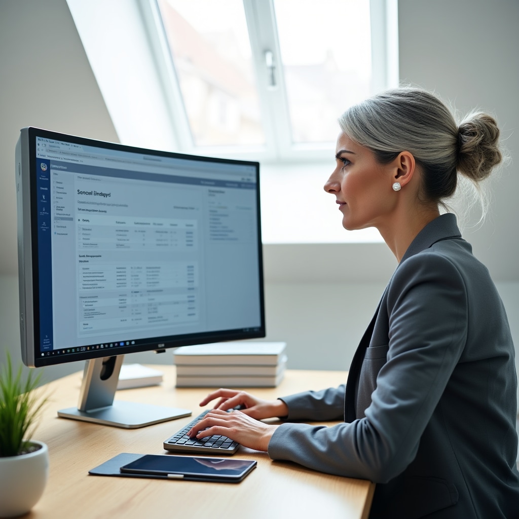 Clean organized desk with digital workflow setup and minimal paper