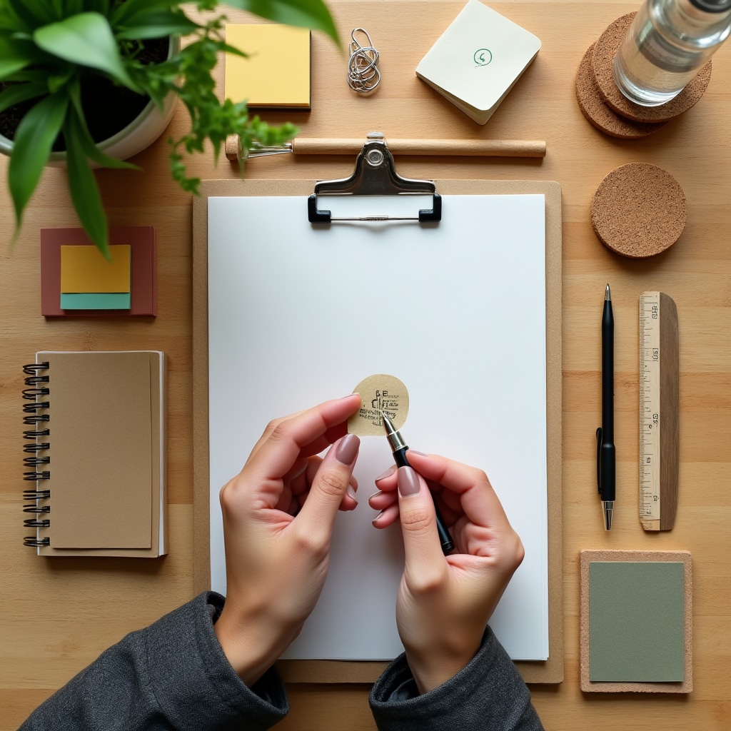 Collection of eco-friendly office supplies and sustainable procurement materials